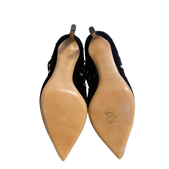 Valentino Garavani Black Velvet Crystal Rhinestone Pointed Toe Boots 40 - Picture 11 of 13